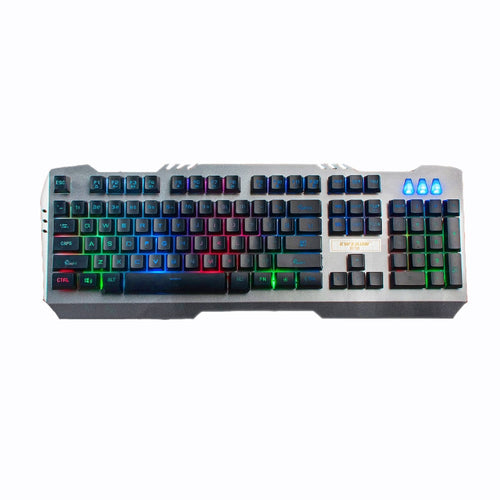 Rainbow Gaming Keyboard Glowing Metal Iron Board Computer Wired Keyboard