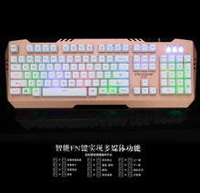 Load image into Gallery viewer, Rainbow Gaming Keyboard Glowing Metal Iron Board Computer Wired Keyboard